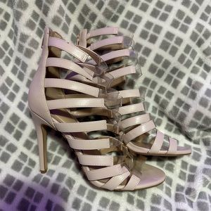Aldo heels, blush pink color with clear straps down the middle